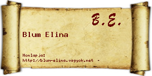 Blum Elina névjegykártya